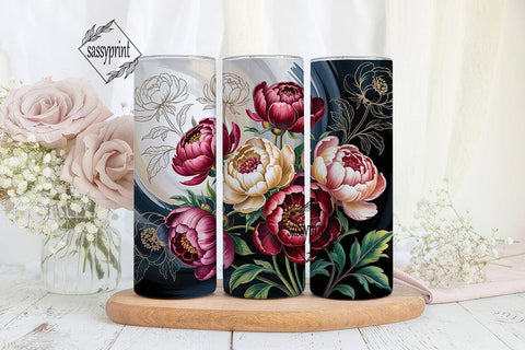 Dark Floral 20oz Tumbler Wrap Sublimation sassyprint 