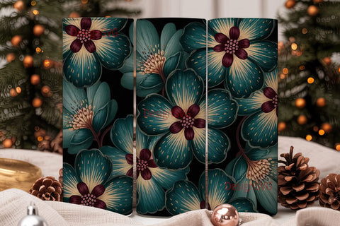 Dark Floral Botanical 20oz Tumbler Wrap Sublimation DesignSVG 