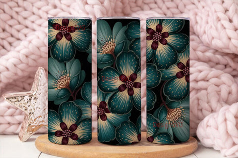 Dark Floral Botanical 20oz Tumbler Wrap Sublimation DesignSVG 