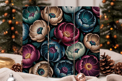 Dark Floral Botanical 20oz Tumbler Wrap Sublimation DesignSVG 