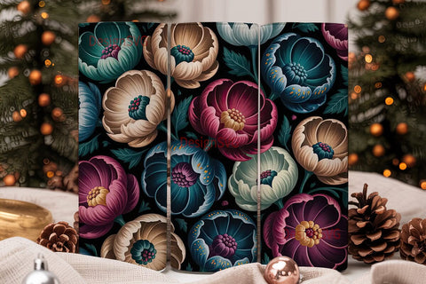 Dark Floral Botanical 20oz Tumbler Wrap Sublimation DesignSVG 