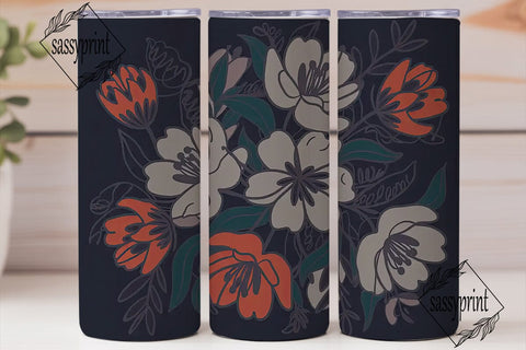 Dark Floral Botanical 20oz Tumbler Wrap Sublimation sassyprint 