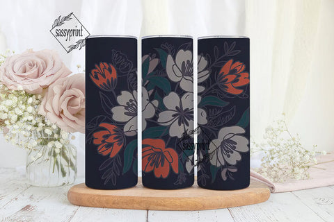Dark Floral Botanical 20oz Tumbler Wrap Sublimation sassyprint 
