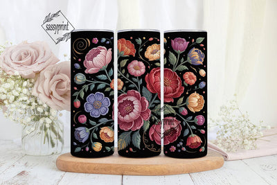Dark Floral Botanical 20oz Tumbler Wrap Sublimation sassyprint 