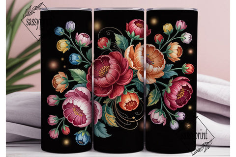 Dark Floral Botanical 20oz Tumbler Wrap Sublimation sassyprint 