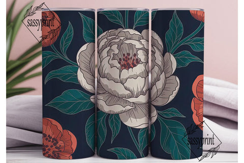 Dark Floral Botanical 20oz Tumbler Wrap Sublimation sassyprint 