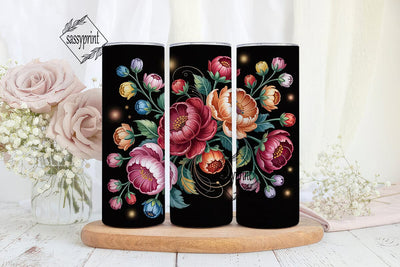 Dark Floral Botanical 20oz Tumbler Wrap Sublimation sassyprint 