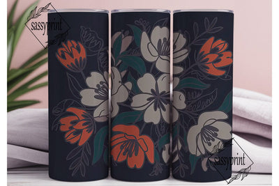 Dark Floral Botanical 20oz Tumbler Wrap Sublimation sassyprint 