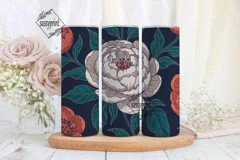 Dark Floral Botanical 20oz Tumbler Wrap Sublimation sassyprint 