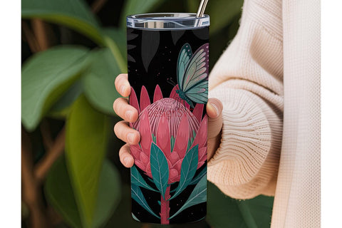 Dark Floral Butterfly 20oz Tumbler Wrap Sublimation DesignSVG 