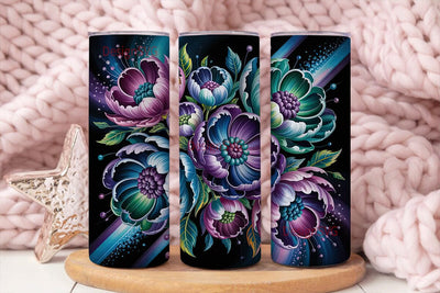 Dark Floral Fantasy 20oz Tumbler Wrap Sublimation DesignSVG 