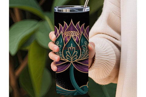 Dark Floral Fantasy 20oz Tumbler Wrap Sublimation DesignSVG 