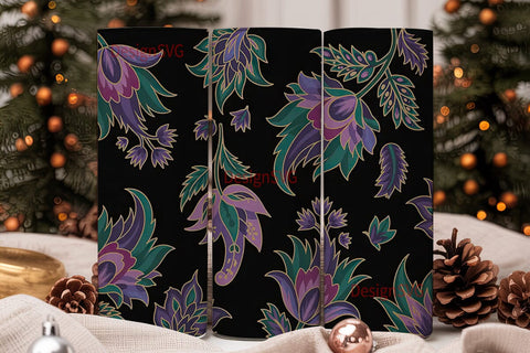 Dark Floral Fantasy 20oz Tumbler Wrap Sublimation DesignSVG 