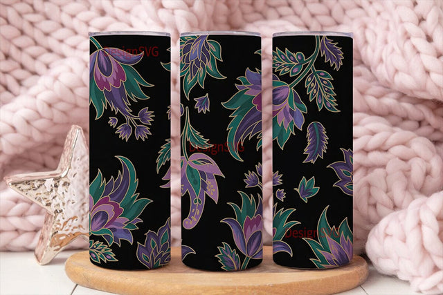 Dark Floral Fantasy 20oz Tumbler Wrap Sublimation DesignSVG 