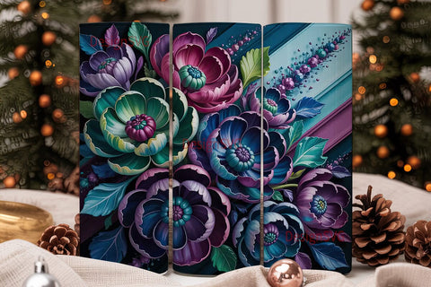 Dark Floral Fantasy 20oz Tumbler Wrap Sublimation DesignSVG 