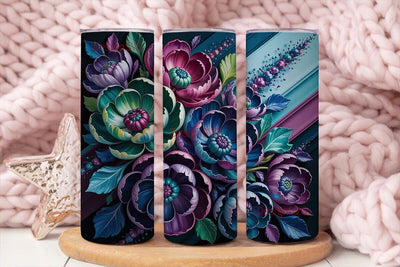 Dark Floral Fantasy 20oz Tumbler Wrap Sublimation DesignSVG 