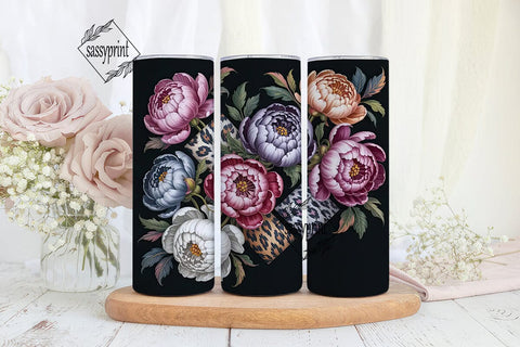 Dark Floral & Leopard 20oz Tumbler Wrap Sublimation sassyprint 