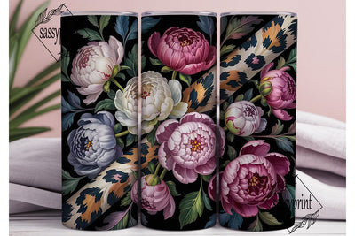 Dark Floral & Leopard 20oz Tumbler Wrap Sublimation sassyprint 