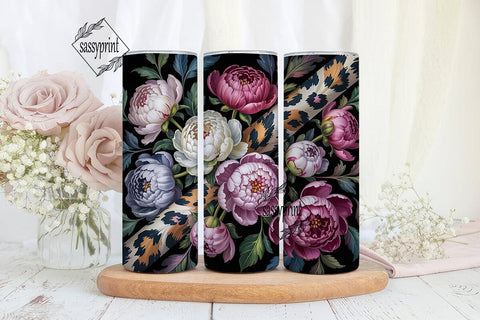 Dark Floral & Leopard 20oz Tumbler Wrap Sublimation sassyprint 
