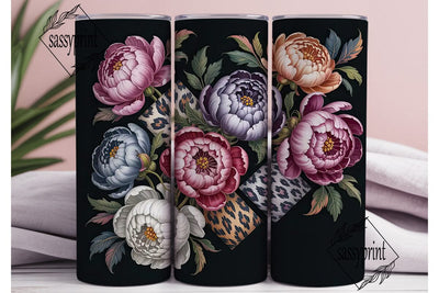 Dark Floral & Leopard 20oz Tumbler Wrap Sublimation sassyprint 