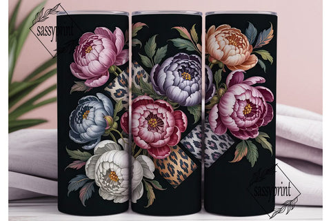 Dark Floral & Leopard 20oz Tumbler Wrap Sublimation sassyprint 