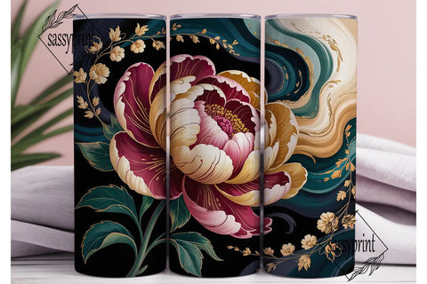 Dark Floral Peony 20oz Tumbler Wrap Sublimation sassyprint 