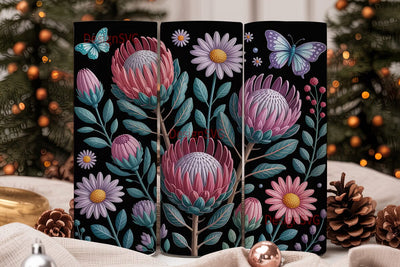 Dark Floral Protea 20oz Tumbler Wrap Sublimation DesignSVG 