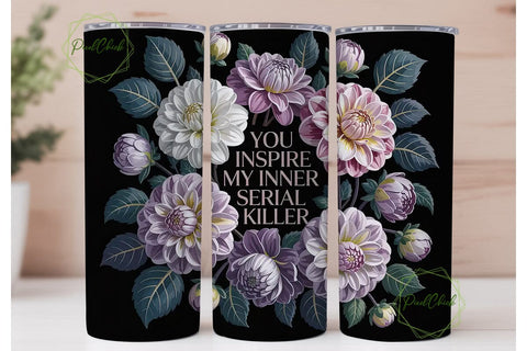 Dark Floral Serial Killer 20oz Tumbler Sublimation PixelChick 