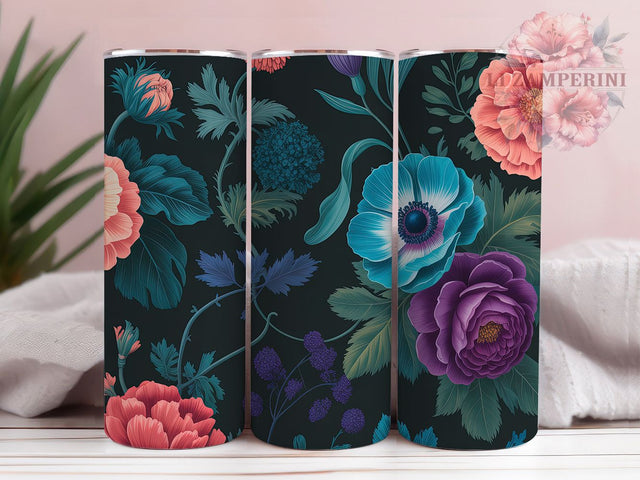 Dark Floral Teal Enchanted Forest Tumbler, Teal Forest Wrap, Cottagecore Sublimation Design, Goblincore Aesthetic Tumbler, 20Oz Skinny Tumbler, Moody Nature Drinkware, Enchanted Forest Wrap Sublimation Li Zamperini 