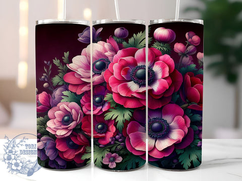 Dark Floral, Tumbler Design, Sublimation PNG, Floral Tumbler, 20 oz Tumbler, Floral Design, Drinkware Design, Custom Tumbler Sublimation ToriDesigns 