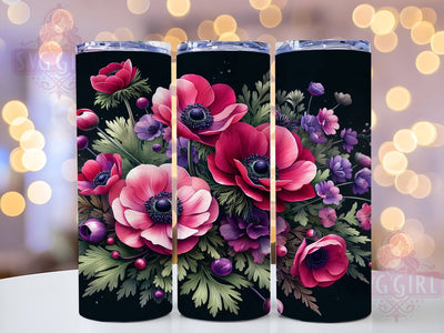 Dark Floral, Tumbler Wrap, 20 oz Tumbler, PNG Sublimation, Floral Design, Dark Aesthetic, Sublimation Design, Floral Wrap Sublimation SvggirlplusArt 