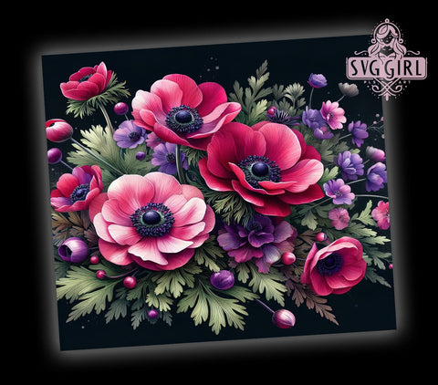 Dark Floral, Tumbler Wrap, 20 oz Tumbler, PNG Sublimation, Floral Design, Dark Aesthetic, Sublimation Design, Floral Wrap Sublimation SvggirlplusArt 