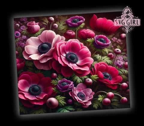 Dark Floral, Tumbler Wrap, 20 oz Tumbler, PNG Sublimation, Floral Design, Dark Aesthetic, Sublimation Design, Floral Wrap Sublimation SvggirlplusArt 