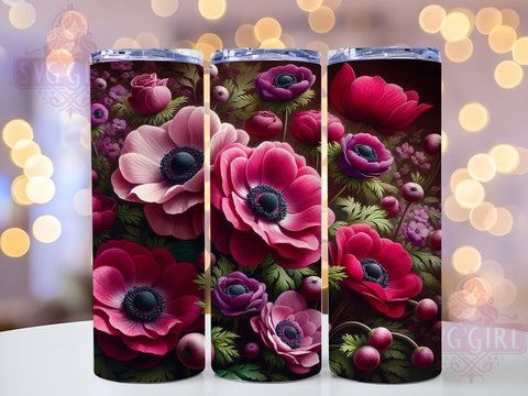 Dark Floral, Tumbler Wrap, 20 oz Tumbler, PNG Sublimation, Floral Design, Dark Aesthetic, Sublimation Design, Floral Wrap Sublimation SvggirlplusArt 
