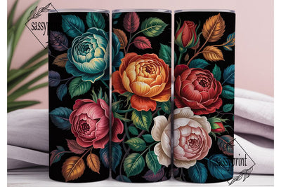 Dark Floral Vintage 20oz Tumbler Wrap Sublimation sassyprint 