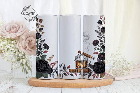 Dark Floral Whiskey Cigar 20oz Tumbler Sublimation sassyprint 