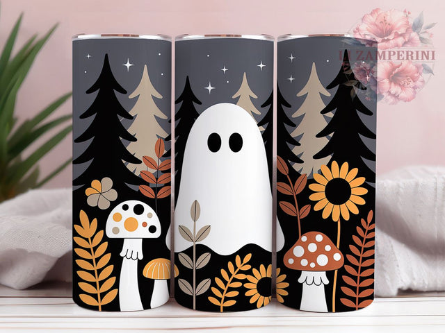 Dark Forest Ghost Mushroom Tumbler Wrap, Ghost Mushroom Wrap, Autumn Floral Cup, 20Oz Sublimation Design, Haunted Forest Drinkware, Halloween Mushroom Tumbler, Gothic Floral Wrap Sublimation Li Zamperini 