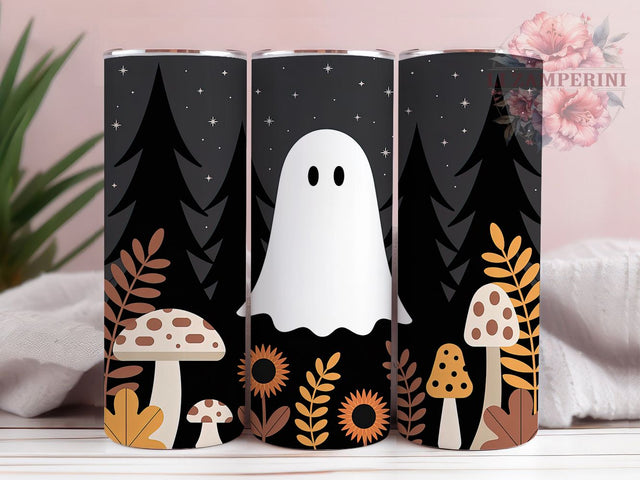 Dark Forest Ghost Mushroom Tumbler Wrap, Ghost Mushroom Wrap, Autumn Floral Cup, 20Oz Sublimation Design, Haunted Forest Drinkware, Halloween Mushroom Tumbler, Gothic Floral Wrap Sublimation Li Zamperini 