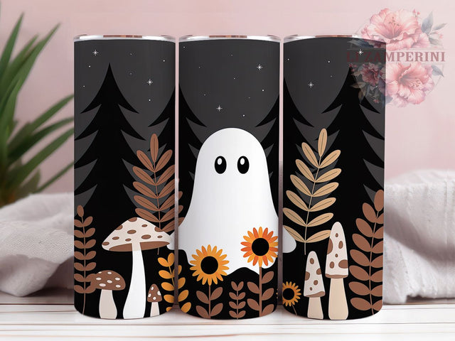 Dark Forest Ghost Mushroom Tumbler Wrap, Ghost Mushroom Wrap, Autumn Floral Cup, 20Oz Sublimation Design, Haunted Forest Drinkware, Halloween Mushroom Tumbler, Gothic Floral Wrap Sublimation Li Zamperini 