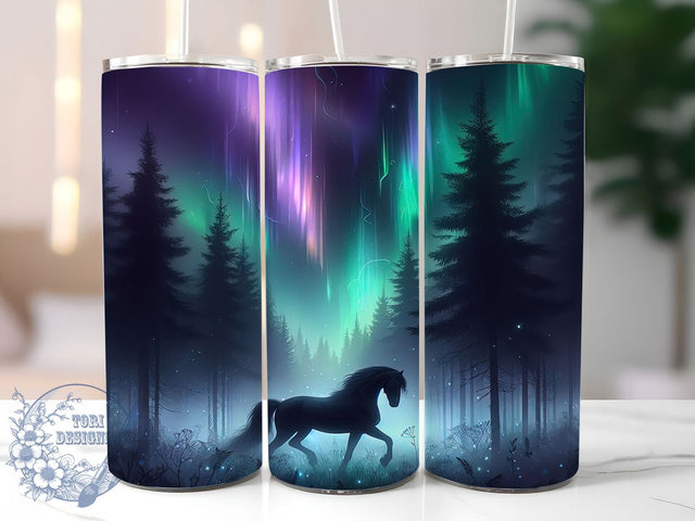 Dark Forest Horse Tumbler, Nature Forest Tumbler, Rustic 20oz Wrap, Sublimation Design, Stylish Gift Idea, Forest Horse Wrap, Woodland Western Tumbler Sublimation ToriDesigns 