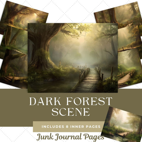 Dark Forest Junk Journal Paper | Printable Pages SVG Paige Cole Studio 