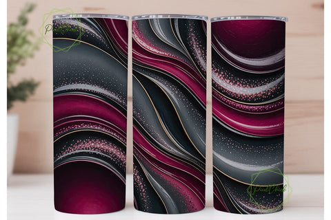Dark Glamour Glitter Waves 20oz Tumbler Sublimation PixelChick 