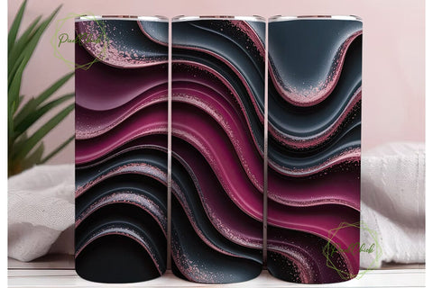 Dark Glamour Glitter Waves 20oz Tumbler Sublimation PixelChick 