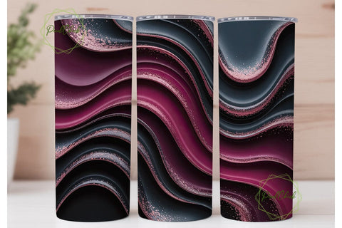 Dark Glamour Glitter Waves 20oz Tumbler Sublimation PixelChick 