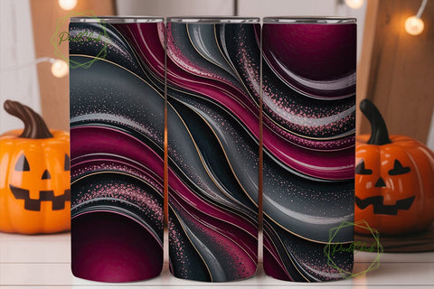 Dark Glamour Glitter Waves 20oz Tumbler Sublimation PixelChick 