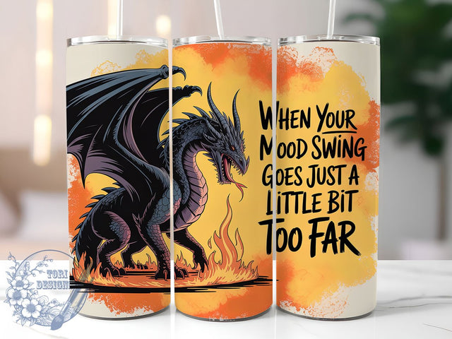 Dark Gothic Black Dragon Tumbler, Fantasy Creature Wrap, 20Oz Skinny Tumbler, Dark Gothic Sublimation, Mythical Beast Design, Dragon Lover Tumbler, Mood Swing Wrap Sublimation ToriDesigns 