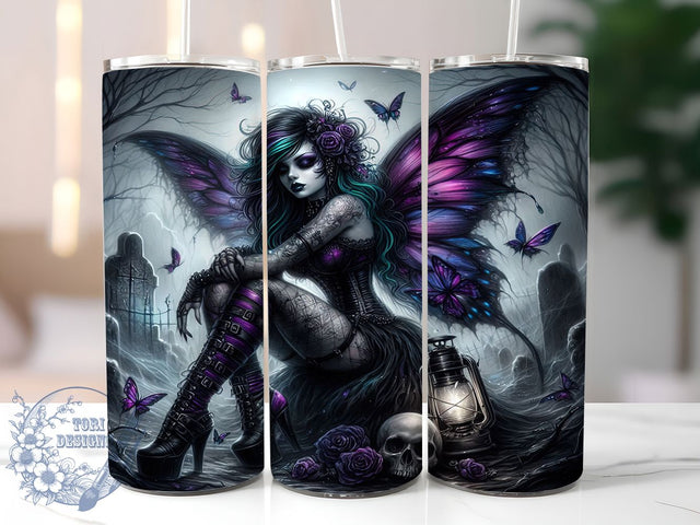 Dark Gothic Edgy Fairy Tumbler, Not That Kind Of Fairy, Gothic Fairy Wrap, 20oz Sublimation, Fantasy Tumbler Design, Edgy Fairy Cup, Alternative Drinkware Sublimation ToriDesigns 