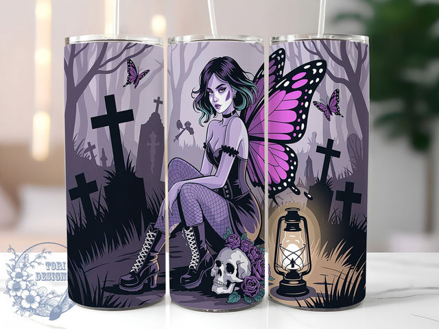 Dark Gothic Edgy Fairy Tumbler, Not That Kind Of Fairy, Gothic Fairy Wrap, 20oz Sublimation, Fantasy Tumbler Design, Edgy Fairy Cup, Alternative Drinkware Sublimation ToriDesigns 