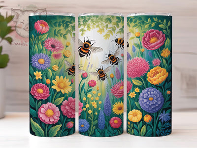 Dark Gothic Flora Bee 20oz Tumbler, Gothic Flower, Dark Floral, 20oz Wrap, Sublimation Design, Artistic Tumbler, PNG File Sublimation Lara' s Designs 