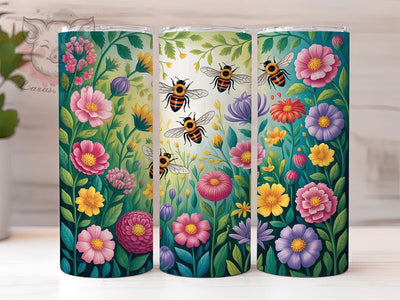 Dark Gothic Flora Bee 20oz Tumbler, Gothic Flower, Dark Floral, 20oz Wrap, Sublimation Design, Artistic Tumbler, PNG File Sublimation Lara' s Designs 